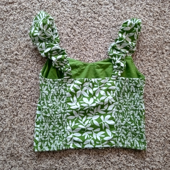 Abercrombie & Fitch Women's Bubble Strap Poplin Floral Top Green Size Medium - Picture 5 of 7